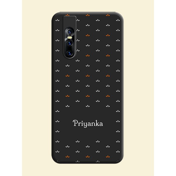 Simple Pattern With Custom Text On Space Black Personalized Soft Matte Phone Covers -Vivo V15 Pro