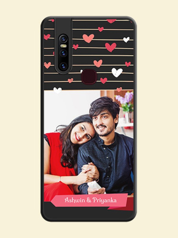 Love Pattern with Name on Pink Ribbon  on Photo on Space Black Soft Matte Back Cover - Vivo V15