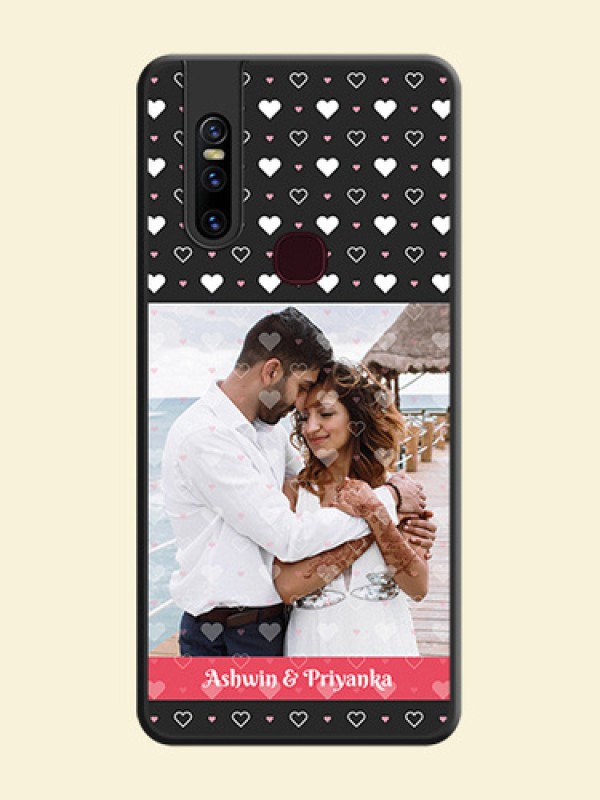 White Color Love Symbols with Text Design on Photo on Space Black Soft Matte Phone Cover - Vivo V15