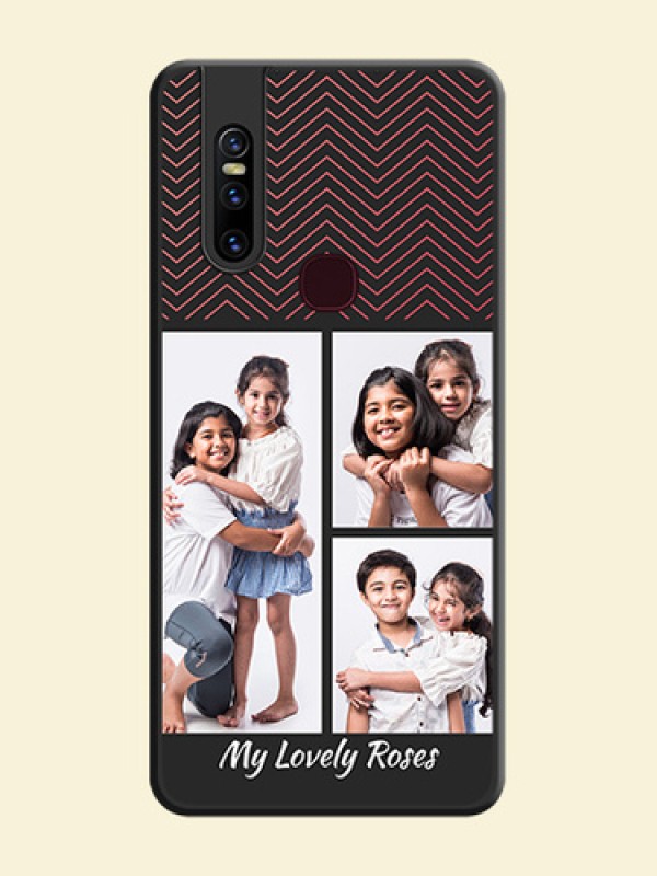 Wave Pattern with 3 Image Holder on Space Black Custom Soft Matte Back Cover - Vivo V15