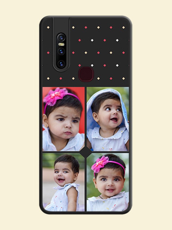 Multicolor Dotted Pattern with 4 Image Holder on Space Black Custom Soft Matte Phone Cases - Vivo V15