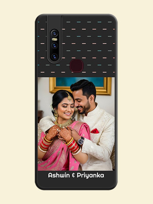 Line Pattern Design with Text on Space Black Custom Soft Matte Phone Back Cover - Vivo V15