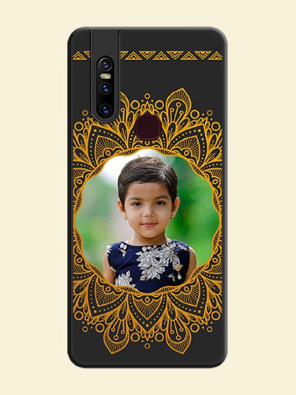 Round Image with Floral Design on Photo on Space Black Soft Matte Mobile Cover - Vivo V15