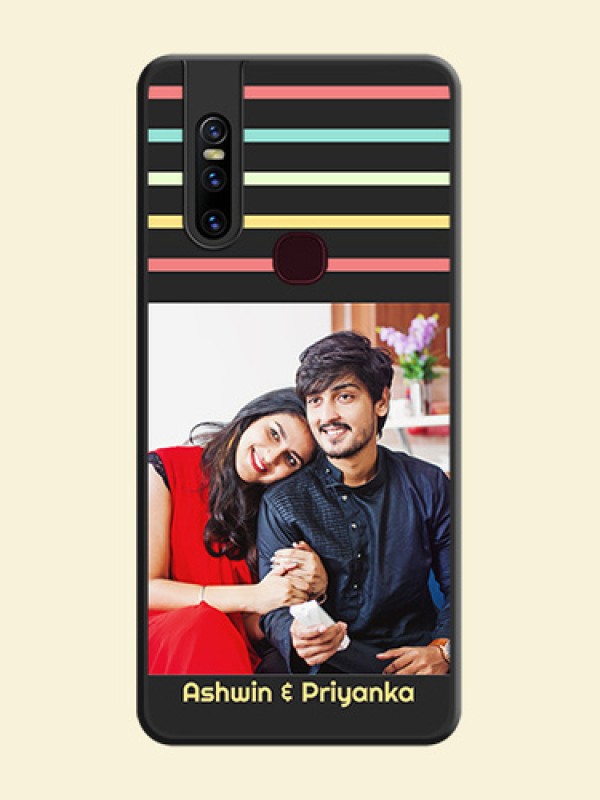 Color Stripes with Photo and Text on Photo on Space Black Soft Matte Mobile Case - Vivo V15