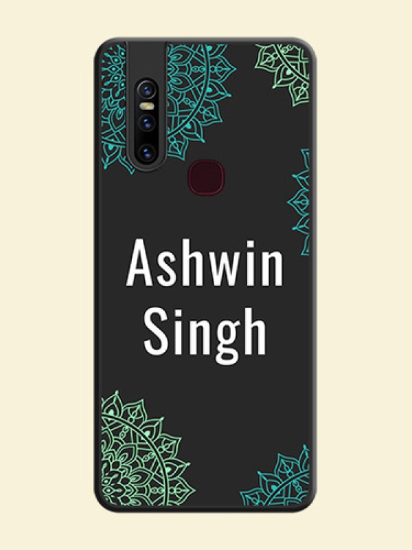 Your Name with Floral Design on Space Black Custom Soft Matte Back Cover - Vivo V15