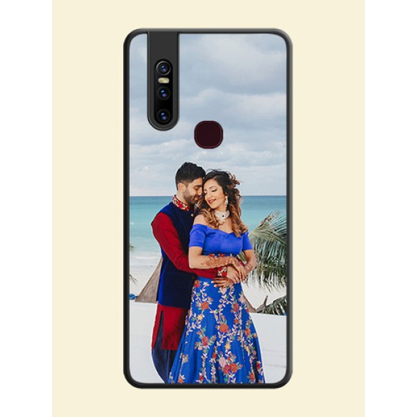 Full Single Pic Upload On Space Black Personalized Soft Matte Phone Covers -Vivo V15
