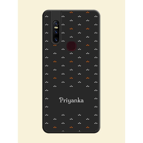 Simple Pattern With Custom Text On Space Black Personalized Soft Matte Phone Covers -Vivo V15