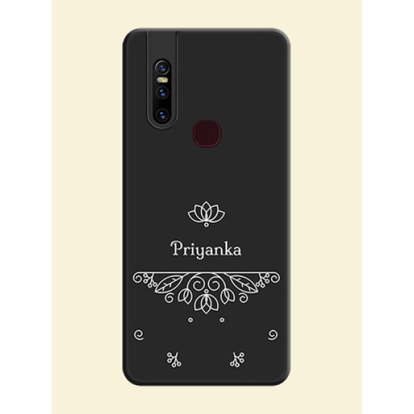Lotus Garden Custom Text On Space Black Personalized Soft Matte Phone Covers -Vivo V15