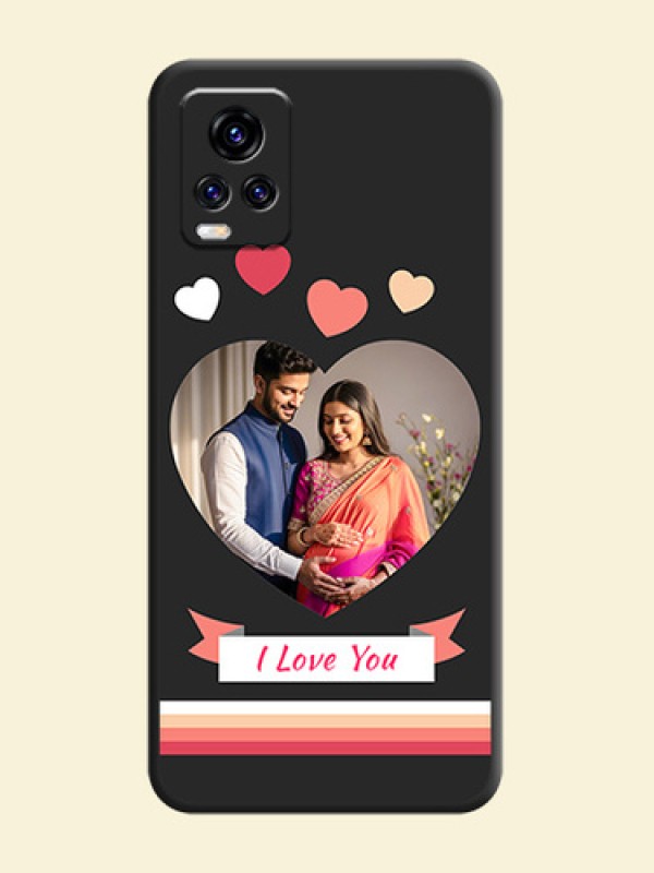 Love Shaped Photo with Colorful Stripes on Personalised Space Black Soft Matte Cases - Vivo V20 Pro 5G