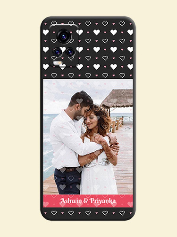 White Color Love Symbols with Text Design on Photo on Space Black Soft Matte Phone Cover - Vivo V20 Pro 5G