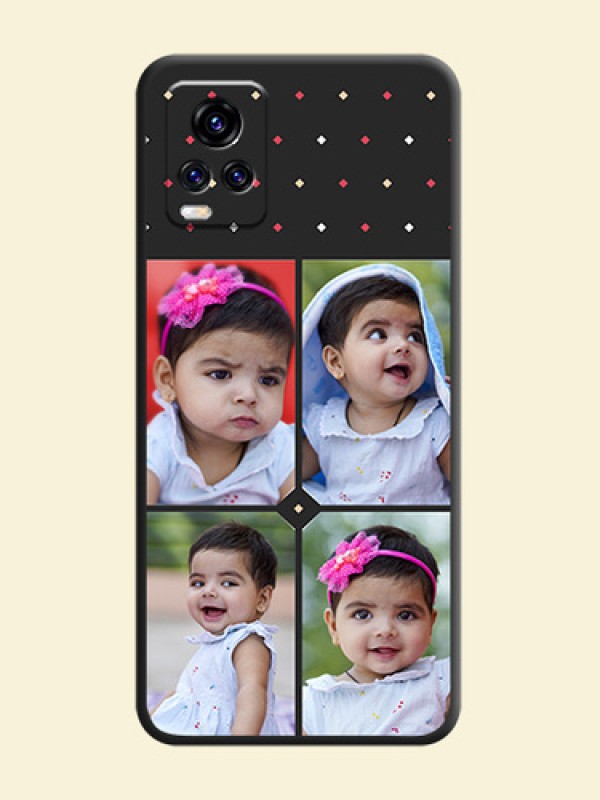 Multicolor Dotted Pattern with 4 Image Holder on Space Black Custom Soft Matte Phone Cases - Vivo V20 Pro 5G
