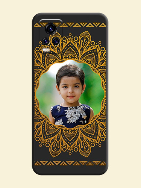 Round Image with Floral Design on Photo on Space Black Soft Matte Mobile Cover - Vivo V20 Pro 5G