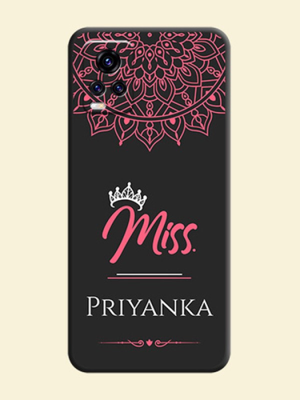 Mrs Name with Floral Design on Space Black Personalized Soft Matte Phone Covers - Vivo V20 Pro 5G