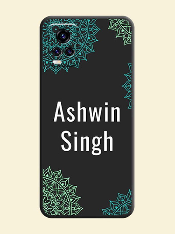 Your Name with Floral Design on Space Black Custom Soft Matte Back Cover - Vivo V20 Pro 5G
