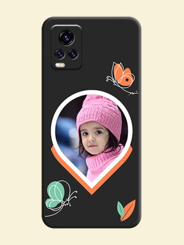 Upload Pic With Simple Butterly Design On Space Black Personalized Soft Matte Phone Covers -Vivo V20 Pro
