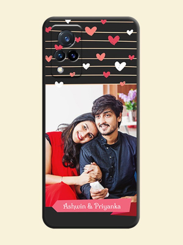Love Pattern with Name on Pink Ribbon  on Photo on Space Black Soft Matte Back Cover - Vivo V21 5G