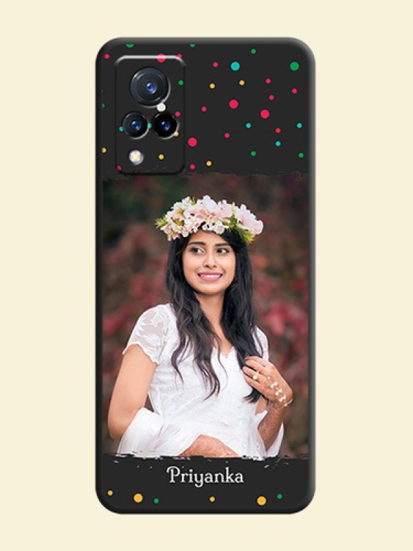 Multicolor Dotted Pattern with Text on Space Black Custom Soft Matte Phone Back Cover - Vivo V21 5G