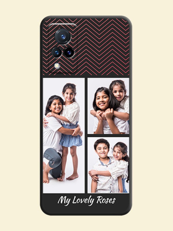 Wave Pattern with 3 Image Holder on Space Black Custom Soft Matte Back Cover - Vivo V21 5G