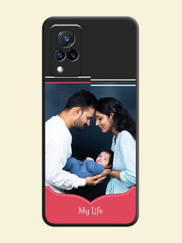 Classic Plain Design with Name on Photo on Space Black Soft Matte Phone Cover - Vivo V21 5G
