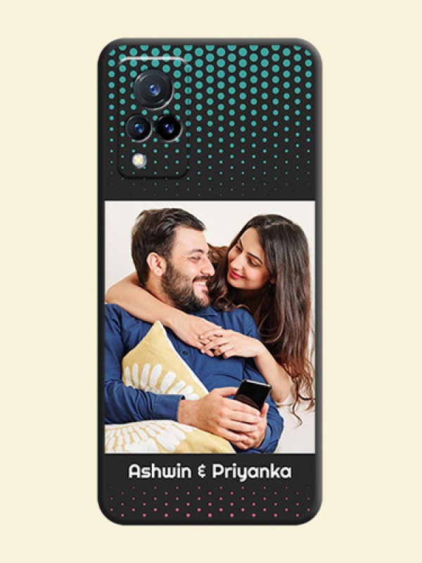 Faded Dots with Grunge Photo Frame and Text on Space Black Custom Soft Matte Phone Cases - Vivo V21 5G