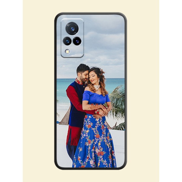 Full Single Pic Upload On Space Black Personalized Soft Matte Phone Covers -Vivo V21 5G