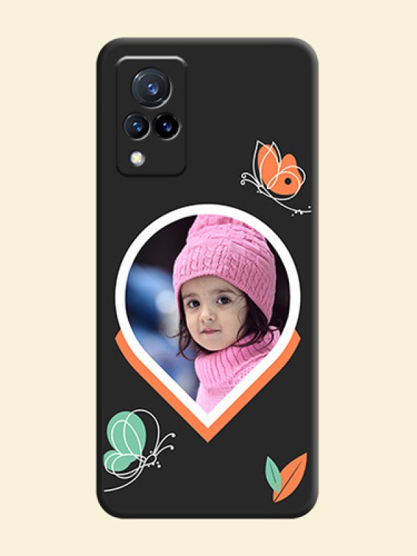 Upload Pic With Simple Butterly Design On Space Black Personalized Soft Matte Phone Covers -Vivo V21 5G