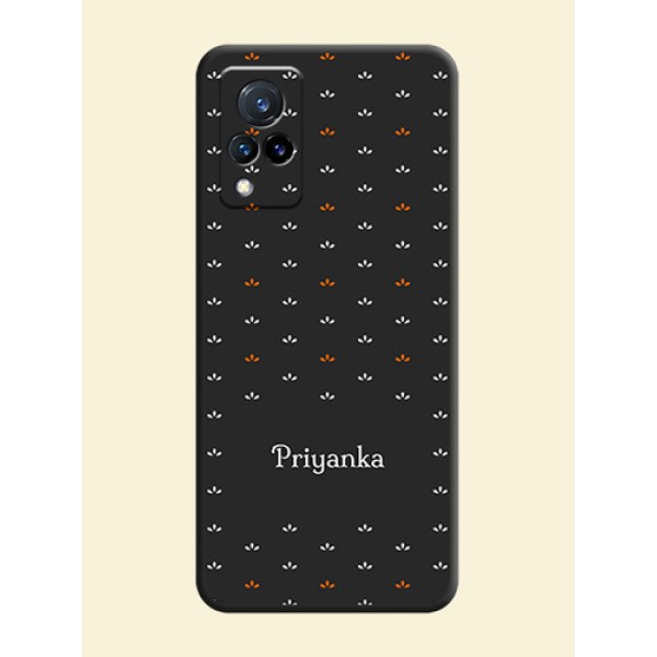 Simple Pattern With Custom Text On Space Black Personalized Soft Matte Phone Covers -Vivo V21 5G