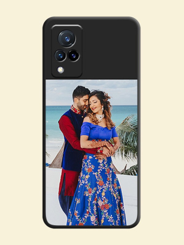 Image Upload With Space Black Color On Custom Soft Matte Mobile Back Cover - Vivo V21 5G