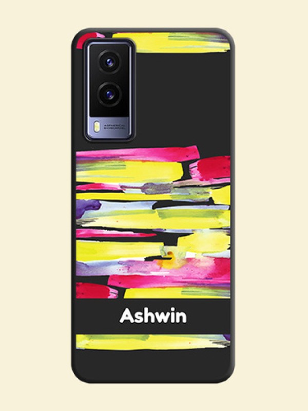 Brush Coloured on Space Black Personalized Soft Matte Phone Covers - Vivo V21E 5G