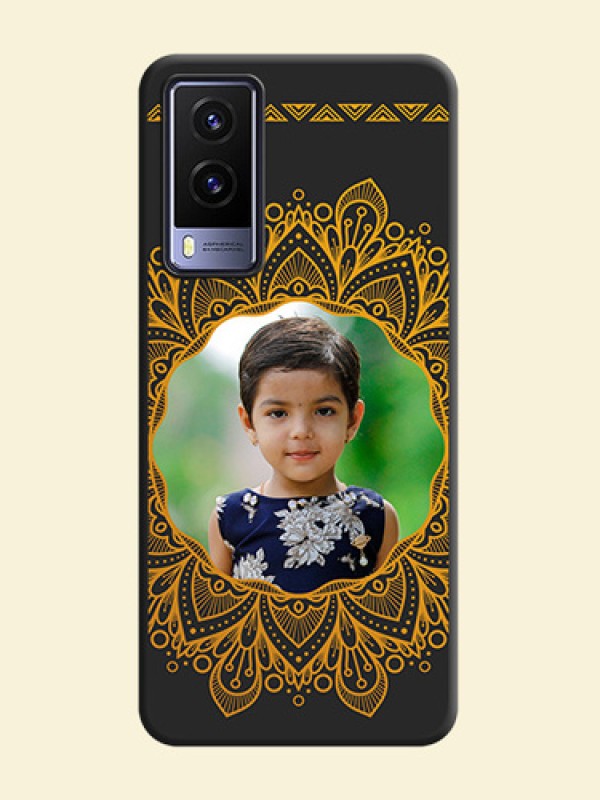 Round Image with Floral Design on Photo on Space Black Soft Matte Mobile Cover - Vivo V21E 5G