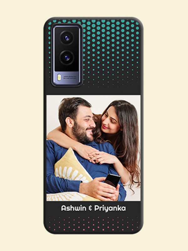 Faded Dots with Grunge Photo Frame and Text on Space Black Custom Soft Matte Phone Cases - Vivo V21E 5G