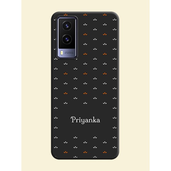 Simple Pattern With Custom Text On Space Black Personalized Soft Matte Phone Covers -Vivo V21E 5G
