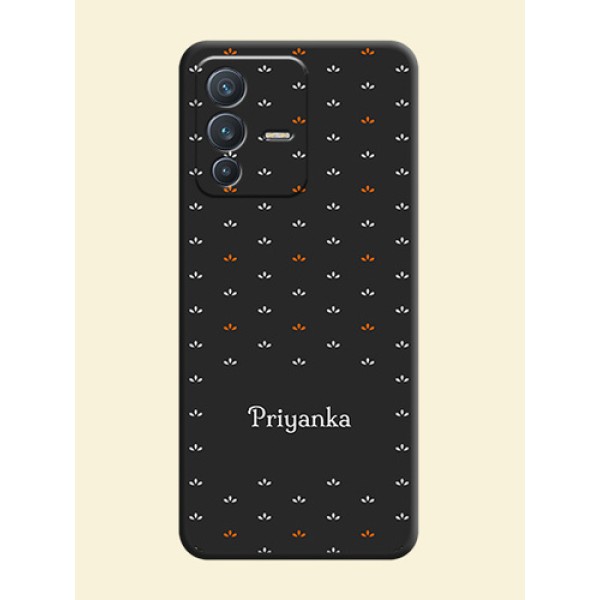 Simple Pattern With Custom Text On Space Black Personalized Soft Matte Phone Covers -Vivo V23 5G