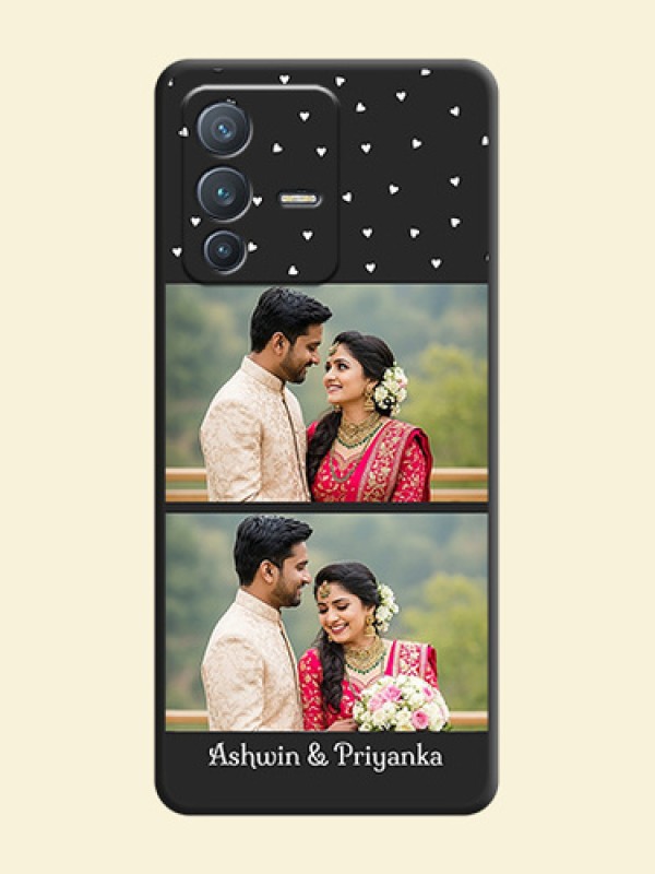 Miniature Love Symbols with Name on Space Black Custom Soft Matte Back Cover - Vivo V23 Pro 5G