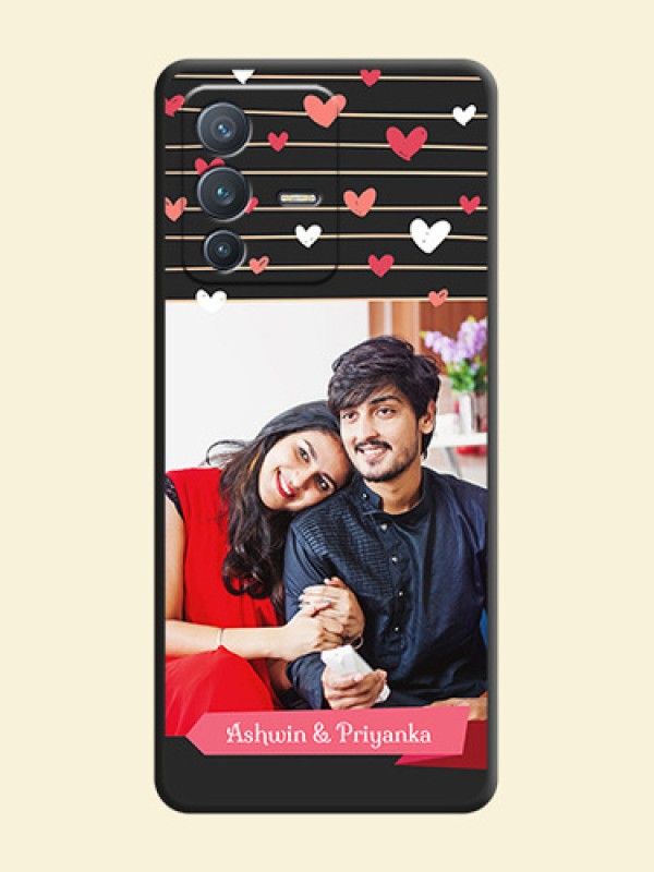 Love Pattern with Name on Pink Ribbon on Photo on Space Black Soft Matte Back Cover - Vivo V23 Pro 5G