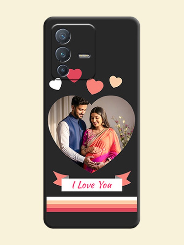 Love Shaped Photo with Colorful Stripes on Personalised Space Black Soft Matte Cases - Vivo V23 Pro 5G