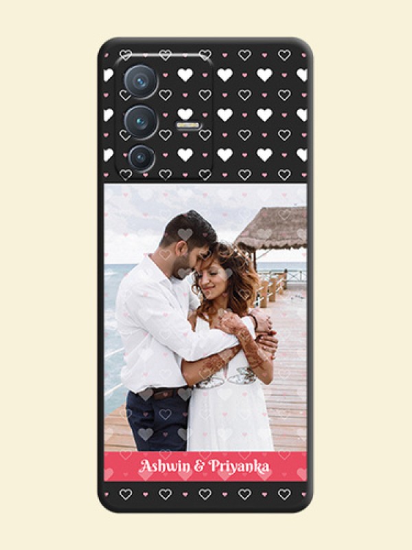 White Color Love Symbols with Text Design on Photo on Space Black Soft Matte Phone Cover - Vivo V23 Pro 5G