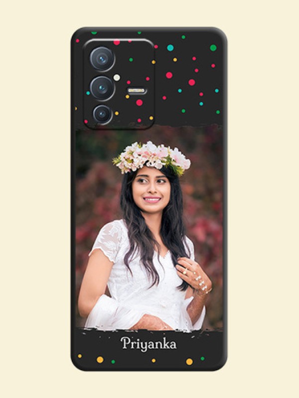 Multicolor Dotted Pattern with Text on Space Black Custom Soft Matte Phone Back Cover - Vivo V23 Pro 5G