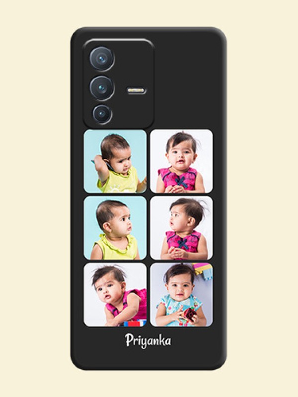 Floral Art with 6 Image Holder on Photo on Space Black Soft Matte Mobile Case - Vivo V23 Pro 5G