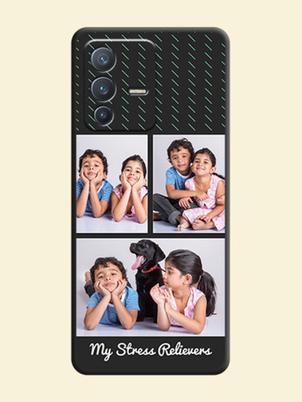 Cross Dotted Pattern with 2 Image Holder on Personalised Space Black Soft Matte Cases - Vivo V23 Pro 5G