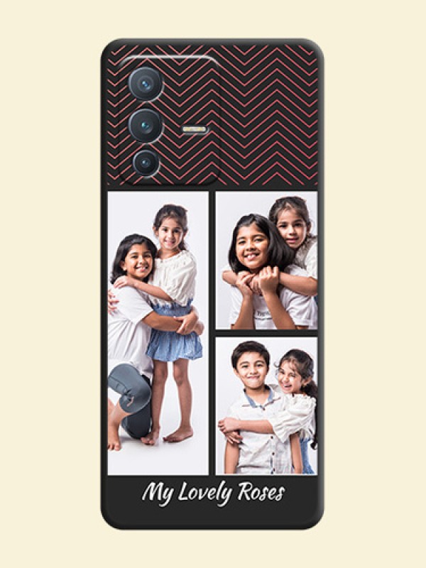 Wave Pattern with 3 Image Holder on Space Black Custom Soft Matte Back Cover - Vivo V23 Pro 5G