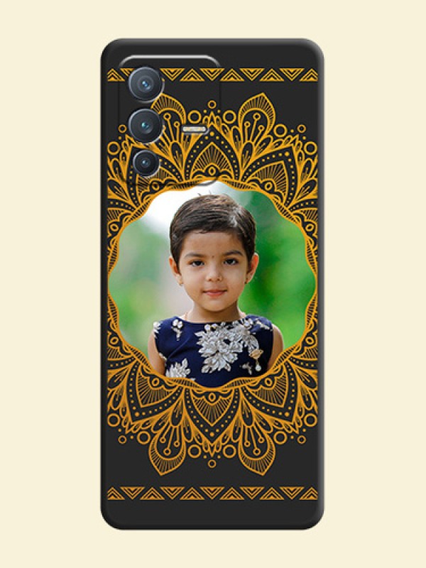 Round Image with Floral Design on Photo on Space Black Soft Matte Mobile Cover - Vivo V23 Pro 5G