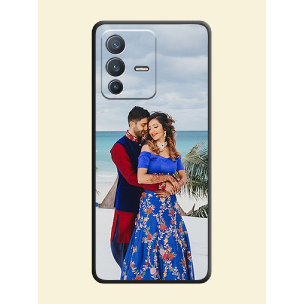 Full Single Pic Upload On Space Black Personalized Soft Matte Phone Covers -Vivo V23 Pro 5G