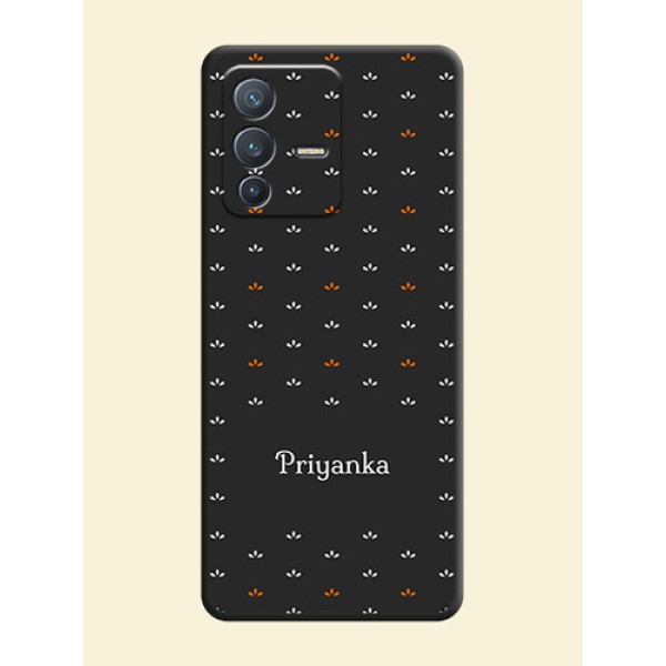 Simple Pattern With Custom Text On Space Black Personalized Soft Matte Phone Covers -Vivo V23 Pro 5G