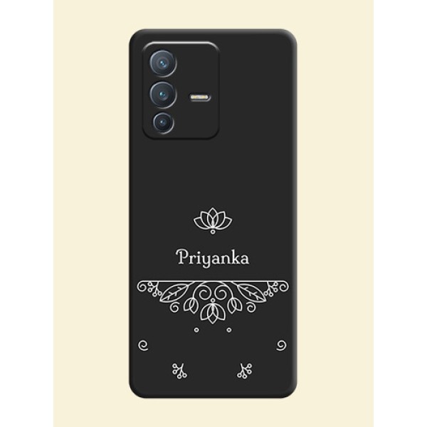 Lotus Garden Custom Text On Space Black Personalized Soft Matte Phone Covers -Vivo V23 Pro 5G