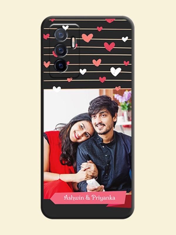 Love Pattern with Name on Pink Ribbon  on Photo on Space Black Soft Matte Back Cover - Vivo V23e 5G