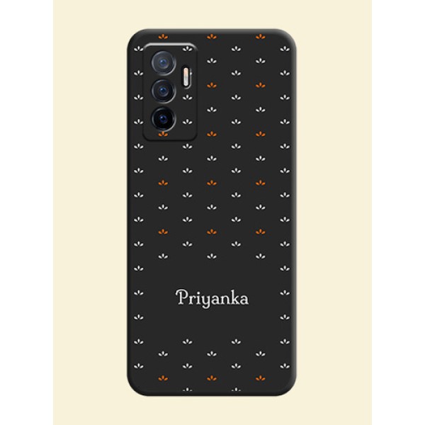 Simple Pattern With Custom Text On Space Black Personalized Soft Matte Phone Covers -Vivo V23E 5G