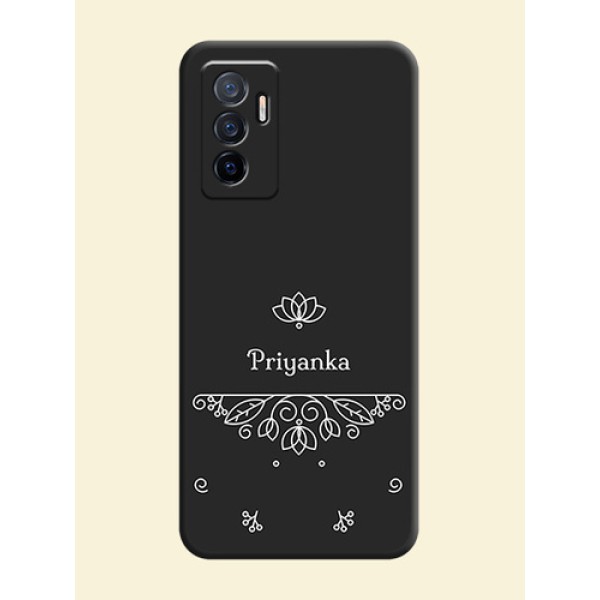 Lotus Garden Custom Text On Space Black Personalized Soft Matte Phone Covers -Vivo V23E 5G
