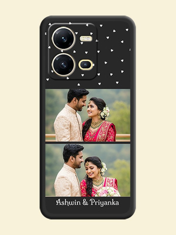 Miniature Love Symbols with Name on Space Black Custom Soft Matte Back Cover - Vivo V25 5G