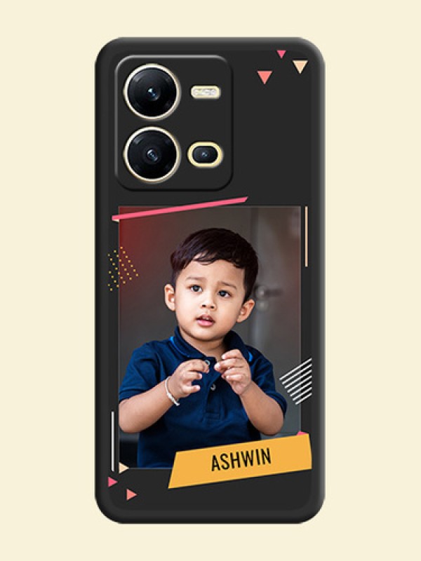 Photo Frame with Triangle Small Dots on Photo on Space Black Soft Matte Back Cover - Vivo V25 5G
